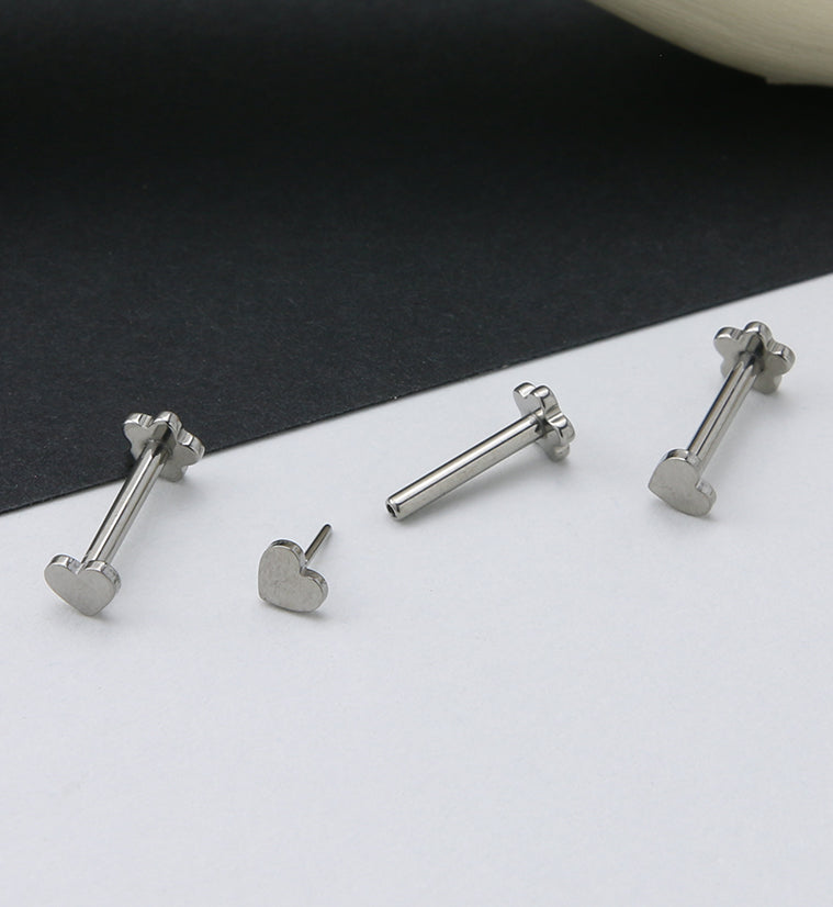 Heart Titanium Threadless Labret