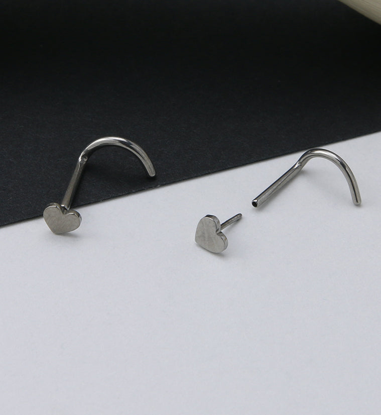 Heart Titanium Threadless Nose Screw Ring