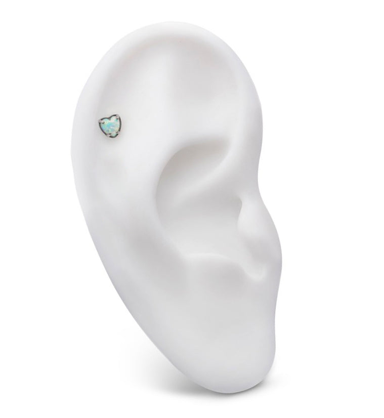 Heart White Opalite Threadless Titanium Top