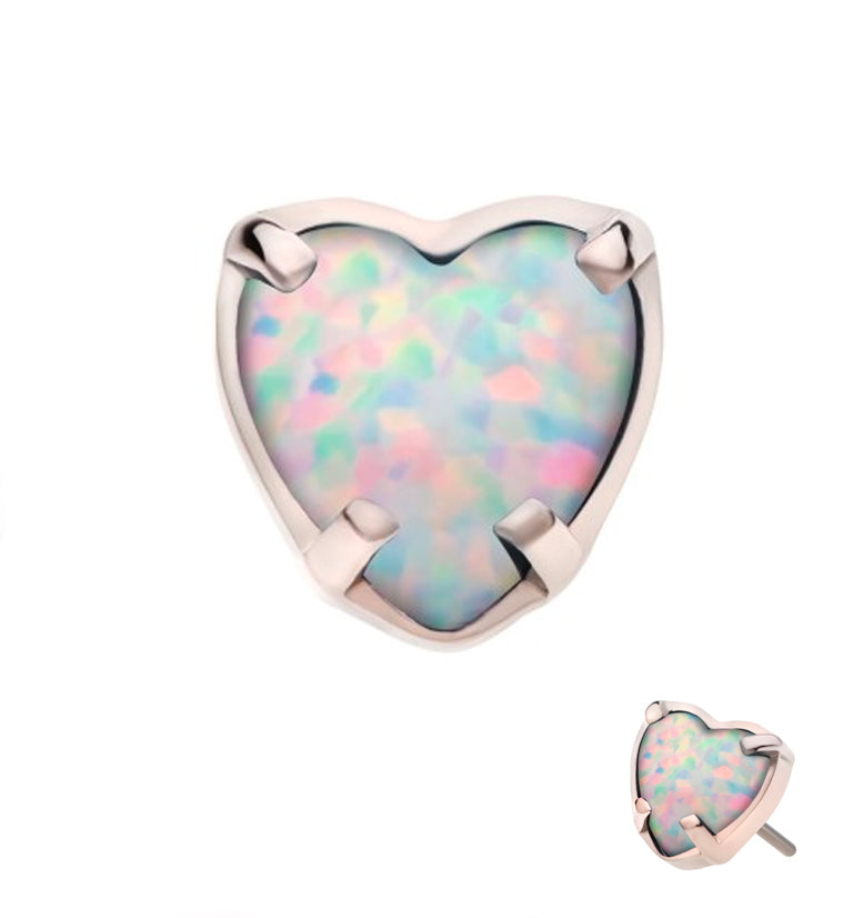 Heart White Opalite Threadless Titanium Top