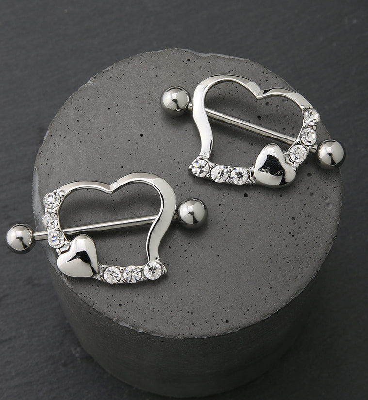 Hearts CZ Diamond Nipple Shield Ring