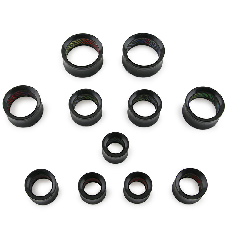 Black Tunnels With Heated Tiger Design Inlay