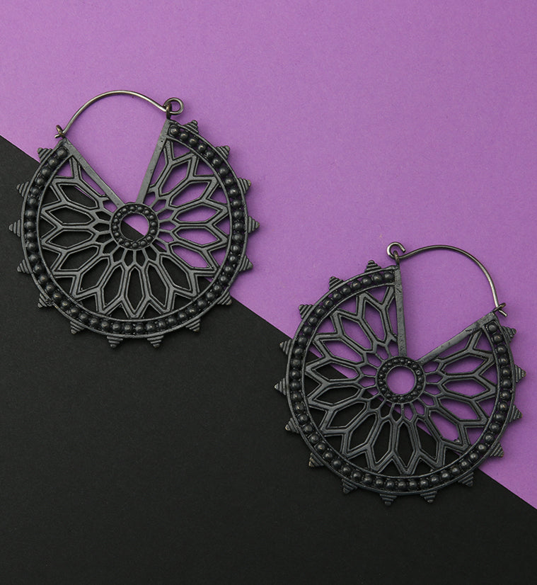 18G Heliacal Black Brass Earrings