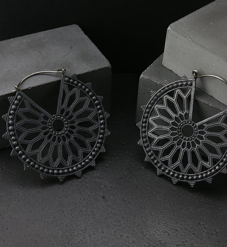 18G Heliacal Black Brass Earrings