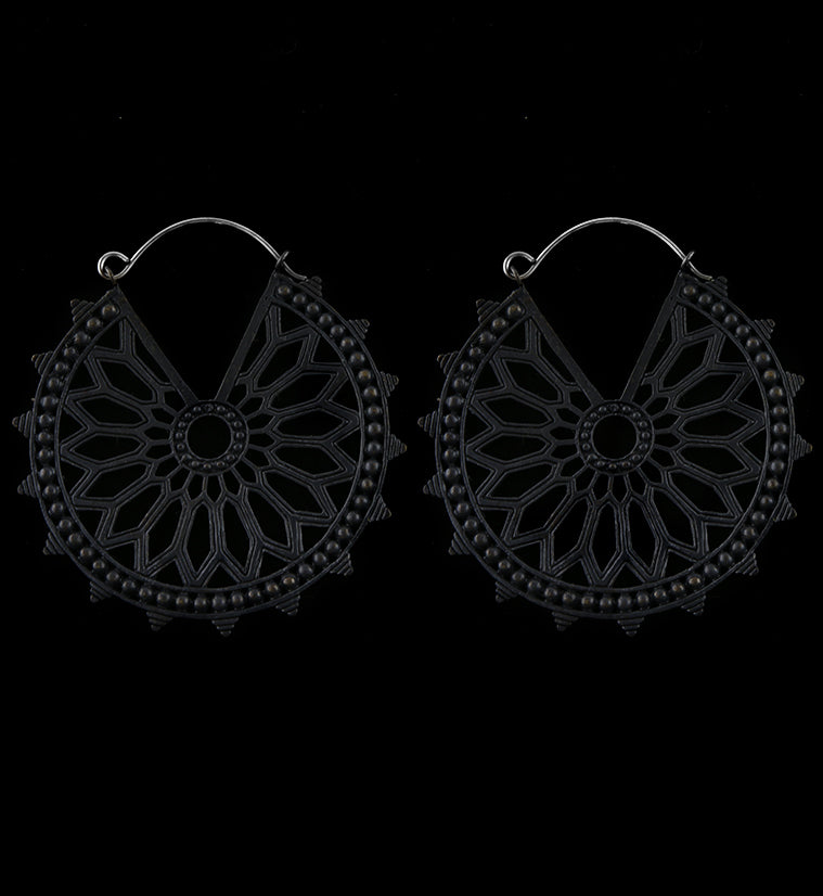 18G Heliacal Black Brass Earrings