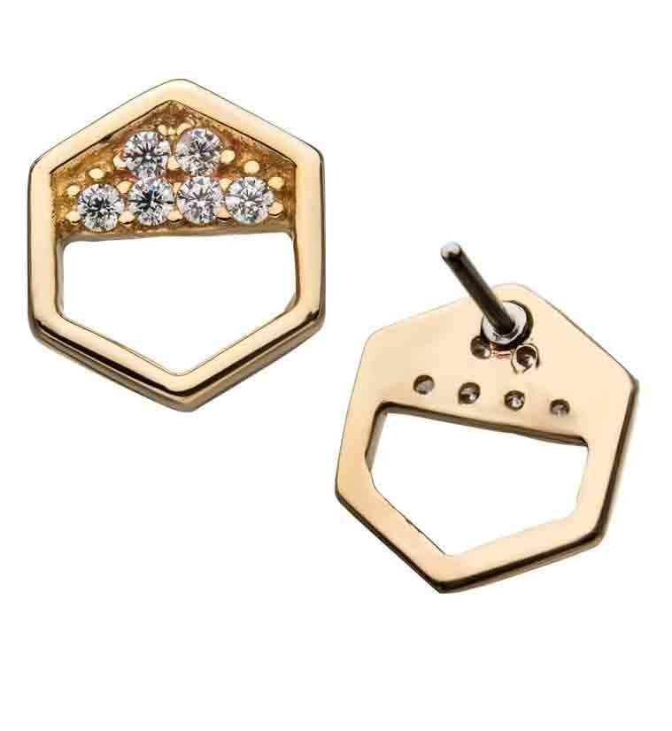 14kt Gold Hexagon Threadless Top