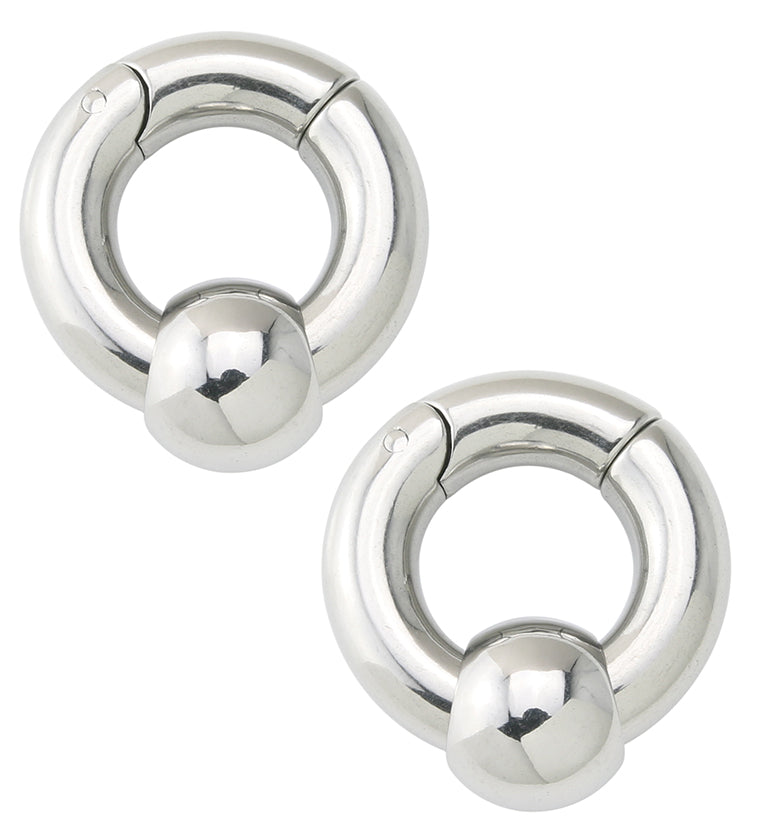 Hinged Slide Bead Stainless Steel Hoop Ear Weights