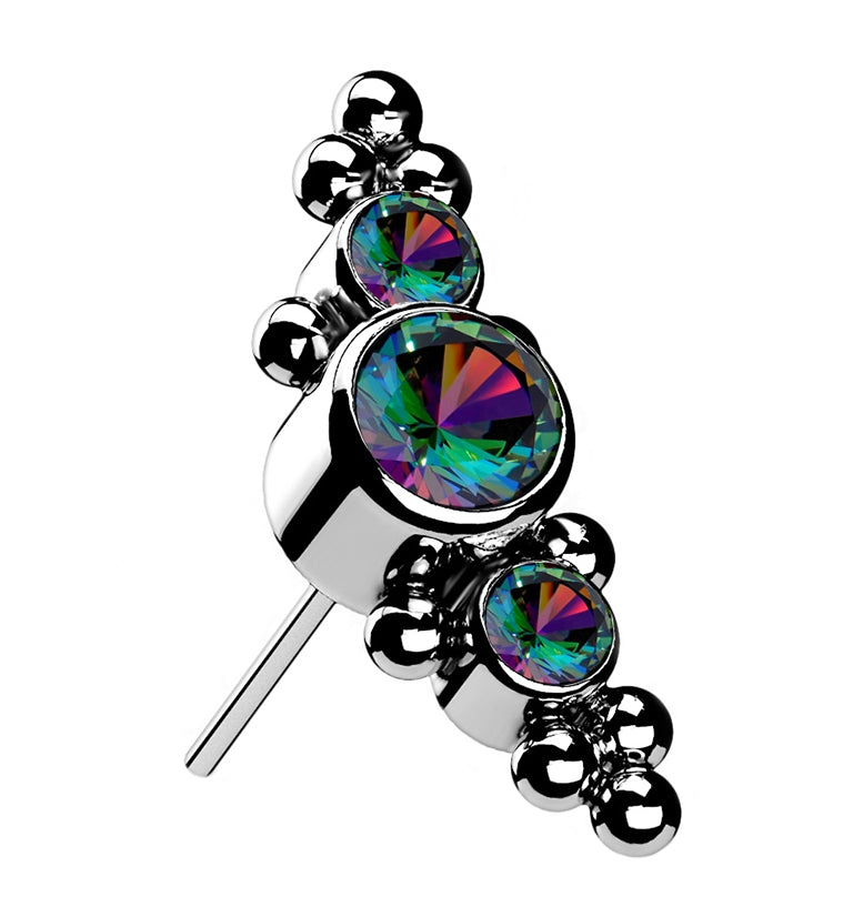 Horde Cluster Black Aurora CZ Titanium Threadless Top