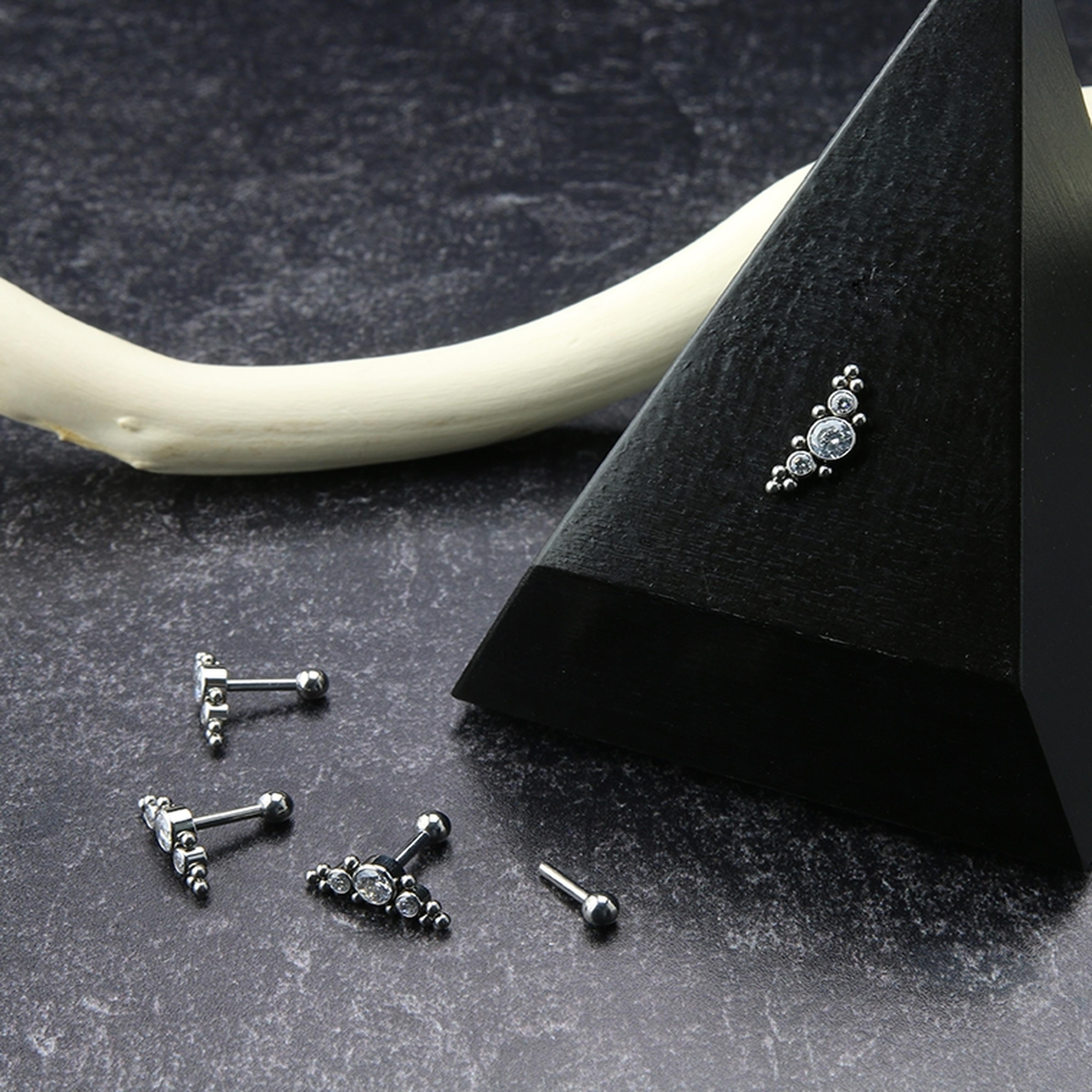 Horde Cluster Clear CZ Titanium Threadless Barbell