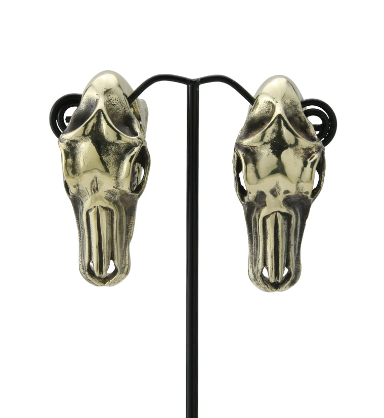 Horse Skull Brass Hangers - Earrings
