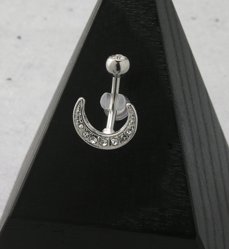 Horseshoe Moon CZ Belly Button Ring