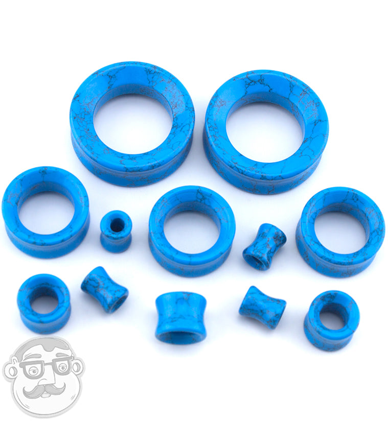 Turquoise Howlite Stone Double Flare Tunnels