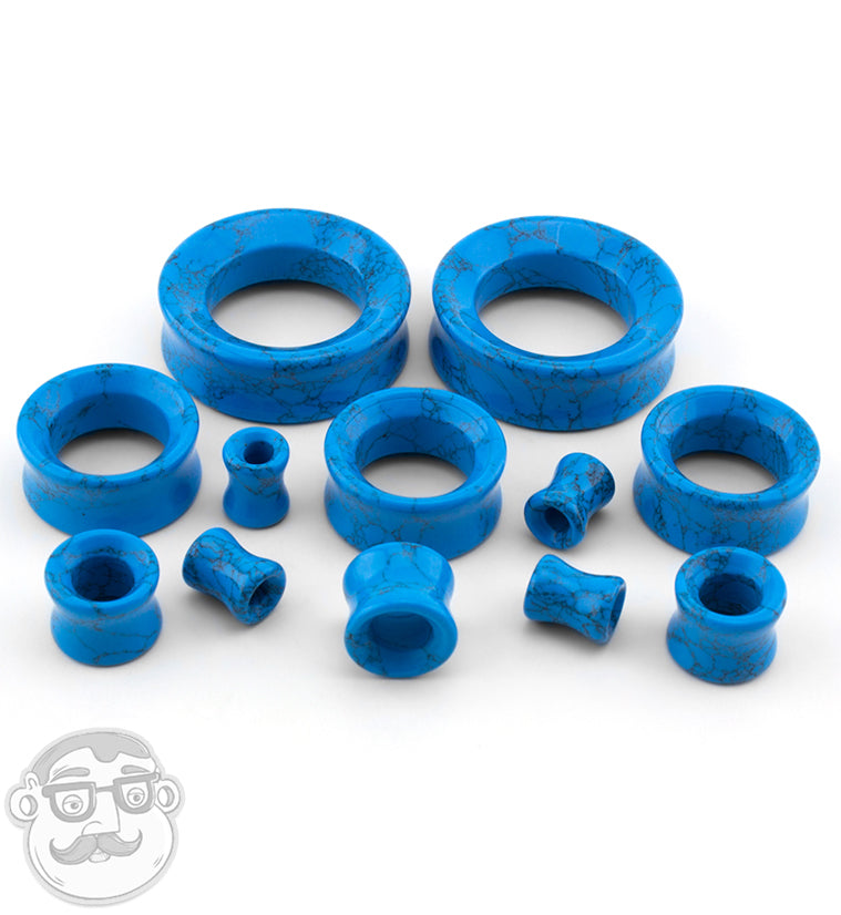 Turquoise Howlite Stone Double Flare Tunnels