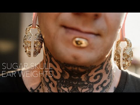 Brass Sugar Skull Ear Weights