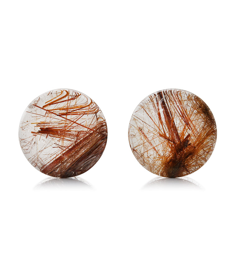 Rutilated Quartz Stone Plugs 3/4 Inch (19mm) Version 9