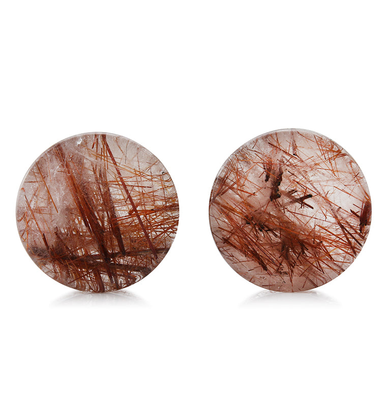Rutilated Quartz Stone Plugs 1 Inch (25mm) Version 9