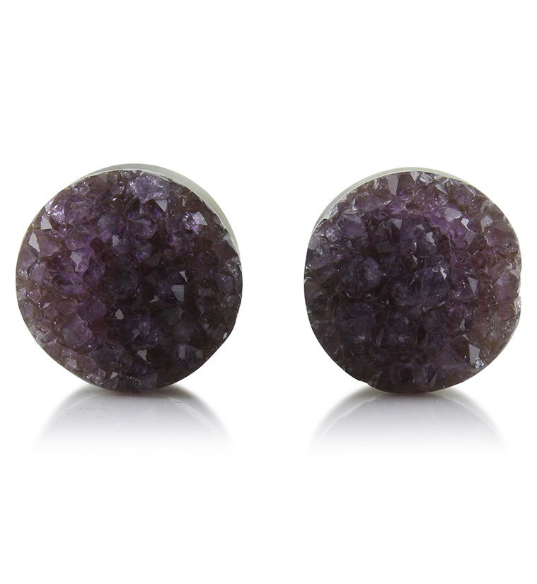 Raw Amethyst Plugs 43/64" (17mm) Version 7