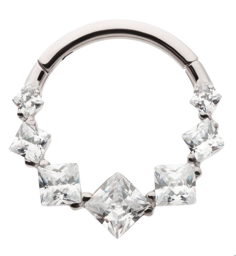 Ice Square CZ Titanium Hinged Segment Ring