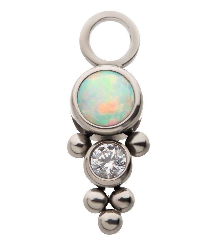 Icicle White Opalite Clear CZ Titanium Charm