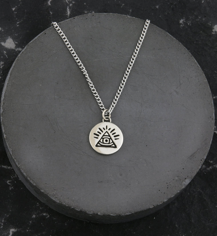 Illuminati White Brass Charm Necklace