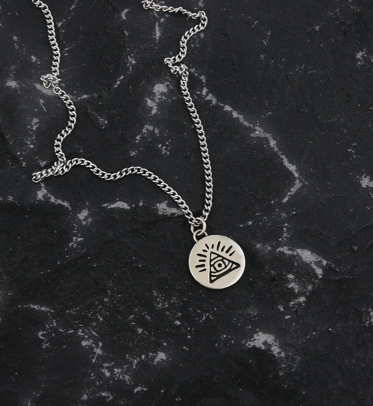 Illuminati White Brass Charm Necklace