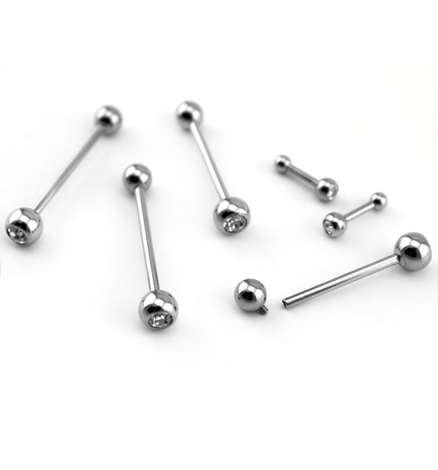 Internally Threaded Stainless Steel CZ Barbell Ring