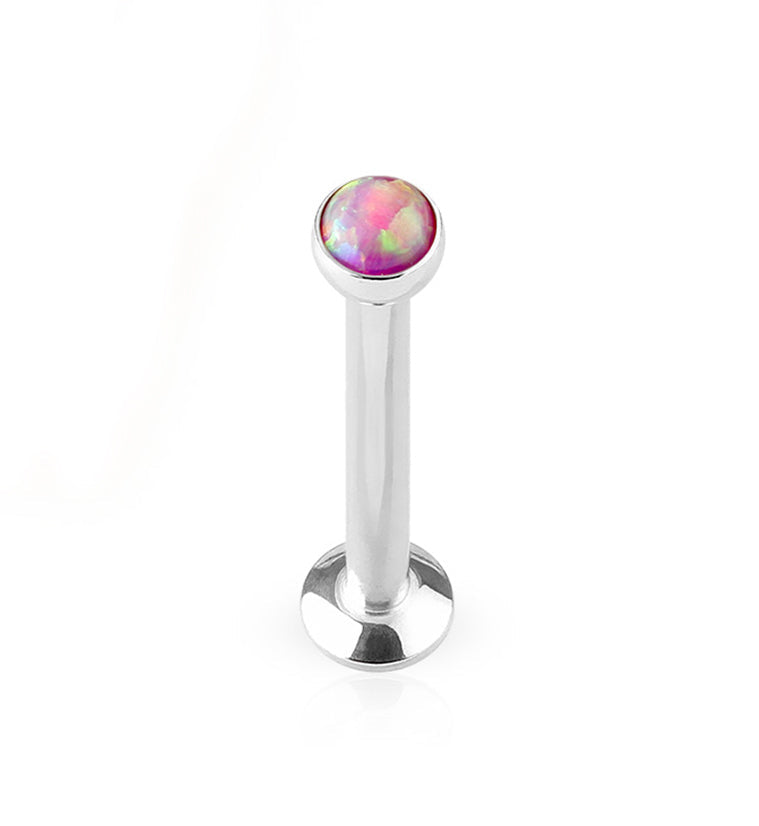 16G Pink Opalite Flat Back Internally Threaded Steel Post