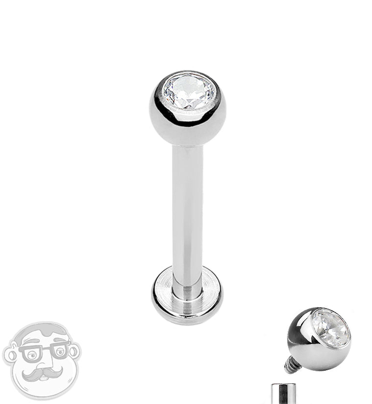 Internally Threaded Titanium CZ Top Labret Stud