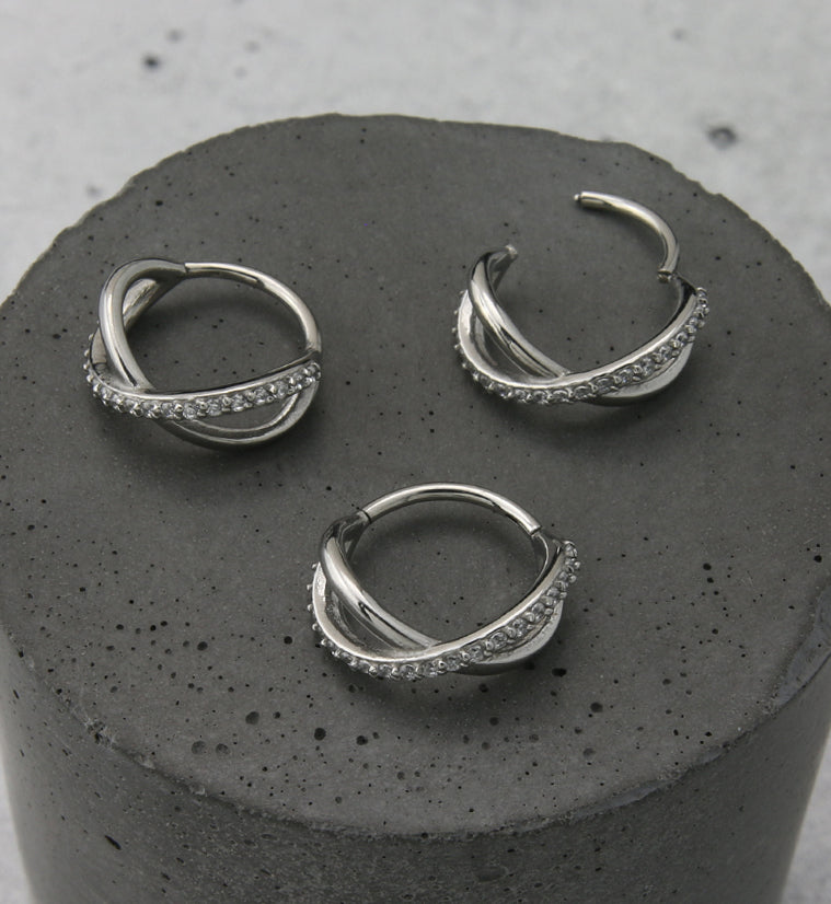 Intersect CZ Row Hinged Segment Ring