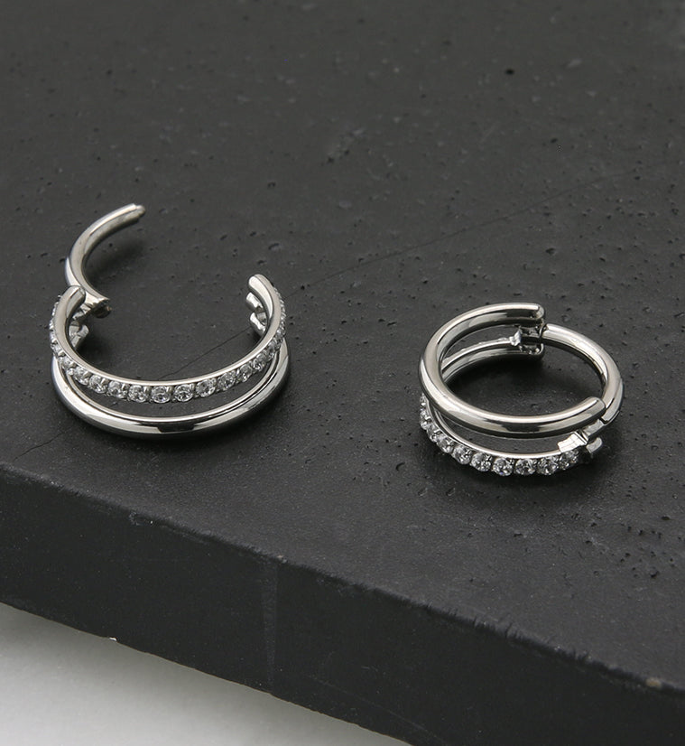 Interval CZ Row Titanium Hinged Segment Ring