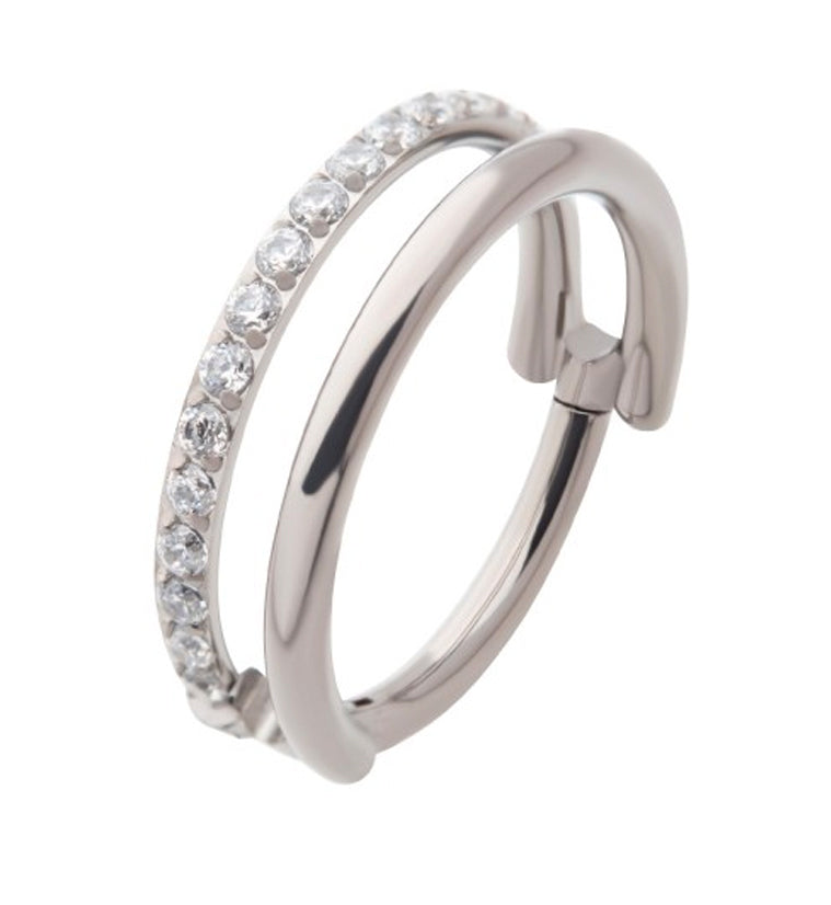 Interval CZ Row Titanium Hinged Segment Ring
