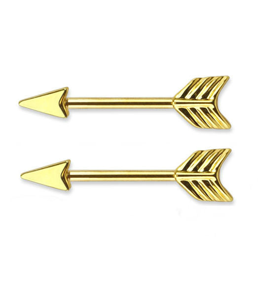 Gold Arrow Nipple Ring Bar