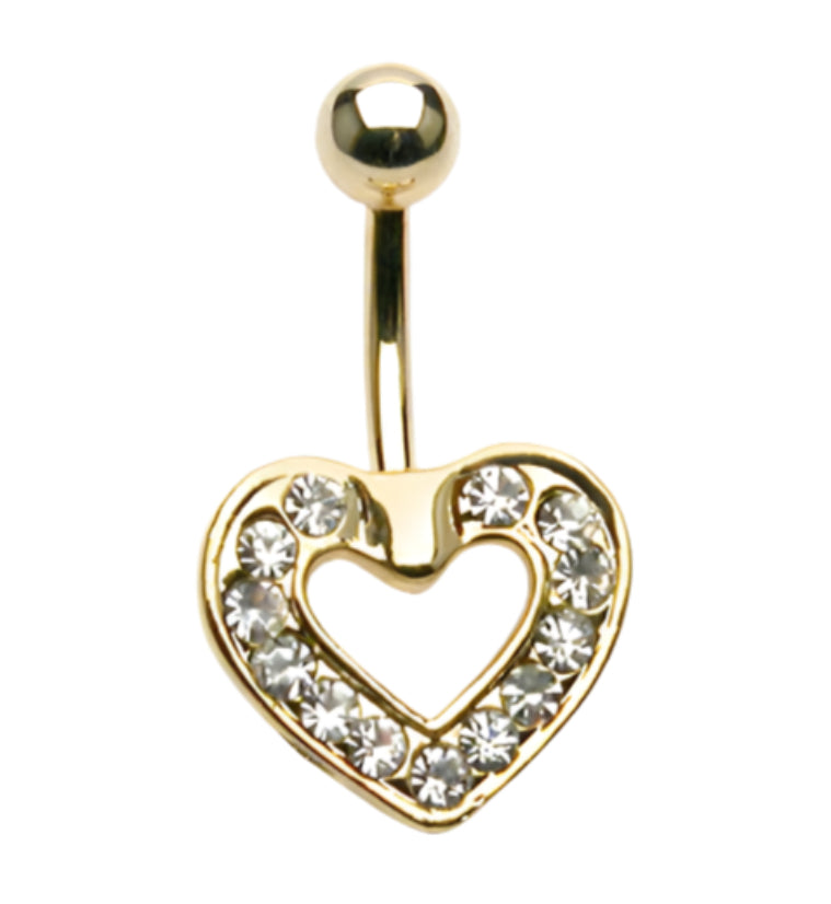 14kt Gold Plated Heart CZ Gem Navel Ring