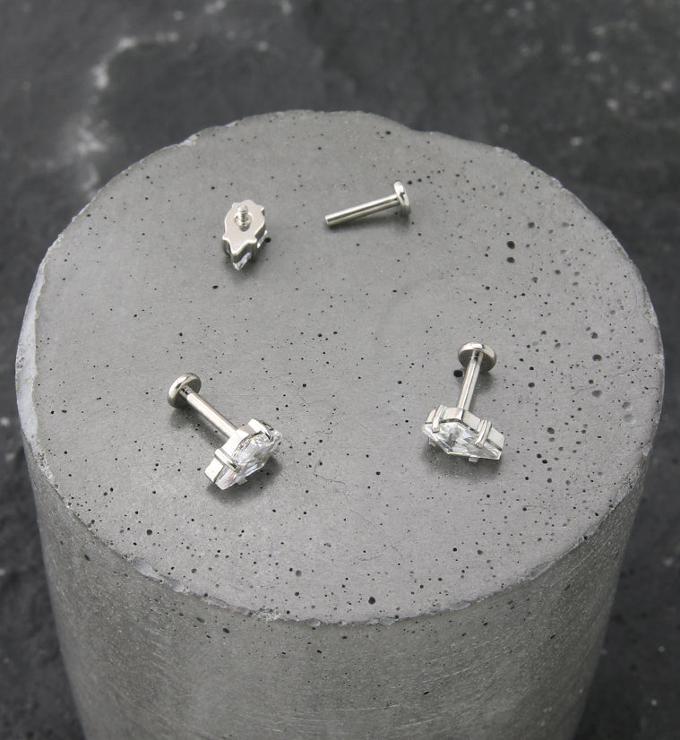 Kite Clear CZ Titanium Internally Threaded Labret