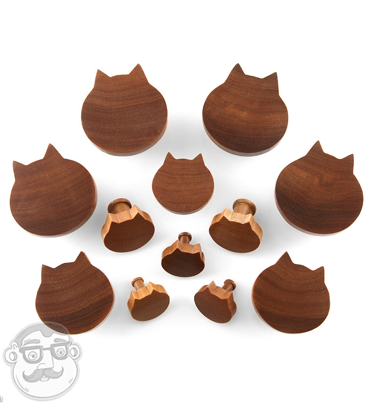 Cat Face Saba Wood Plugs