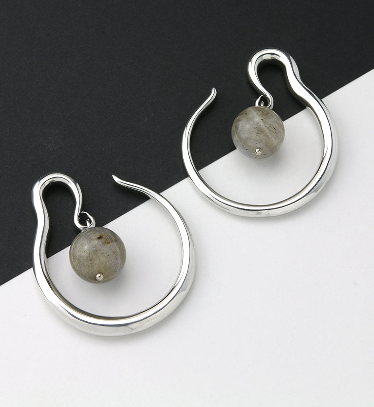 Labradorite Orbital White Brass Ear Weights