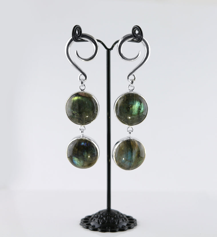 Double Labradorite Stone Hanging Ear Weights