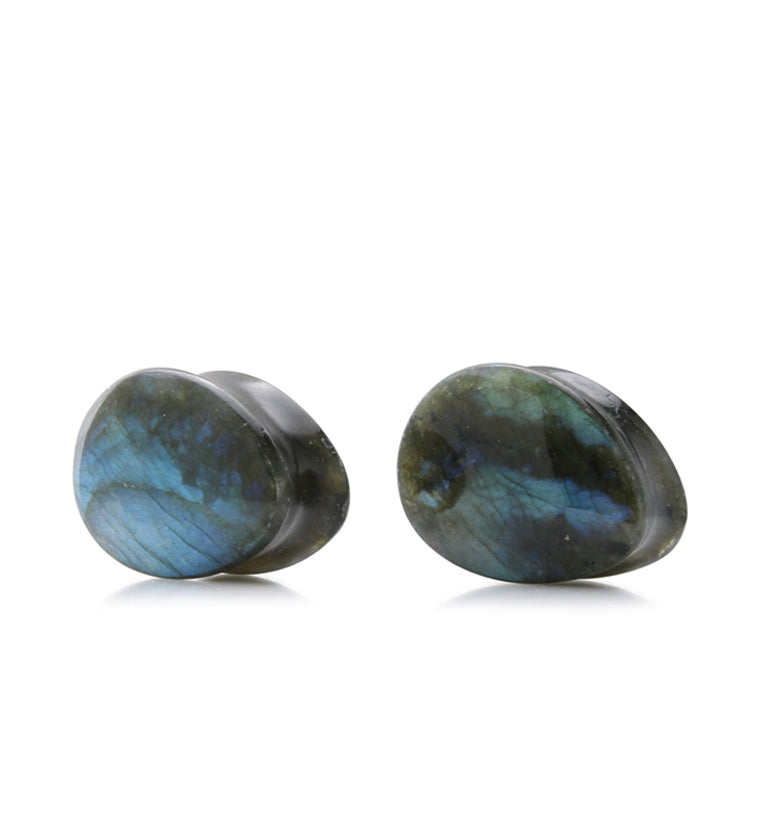 Labradorite Stone Teardrop Plugs 5/8" (16mm) - Version 1