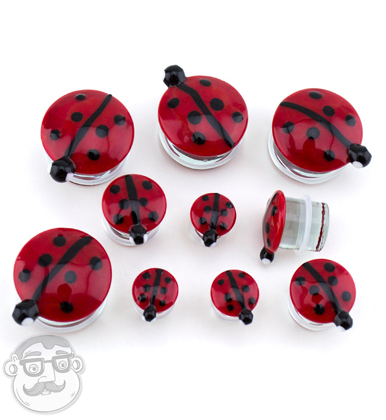 Single Flare Ladybug Glass Plugs