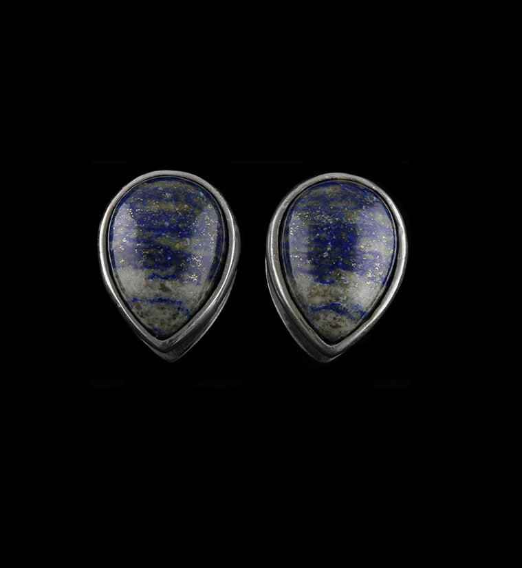 Lapis Lazuli Stone Knuckle White Brass Ear Weights