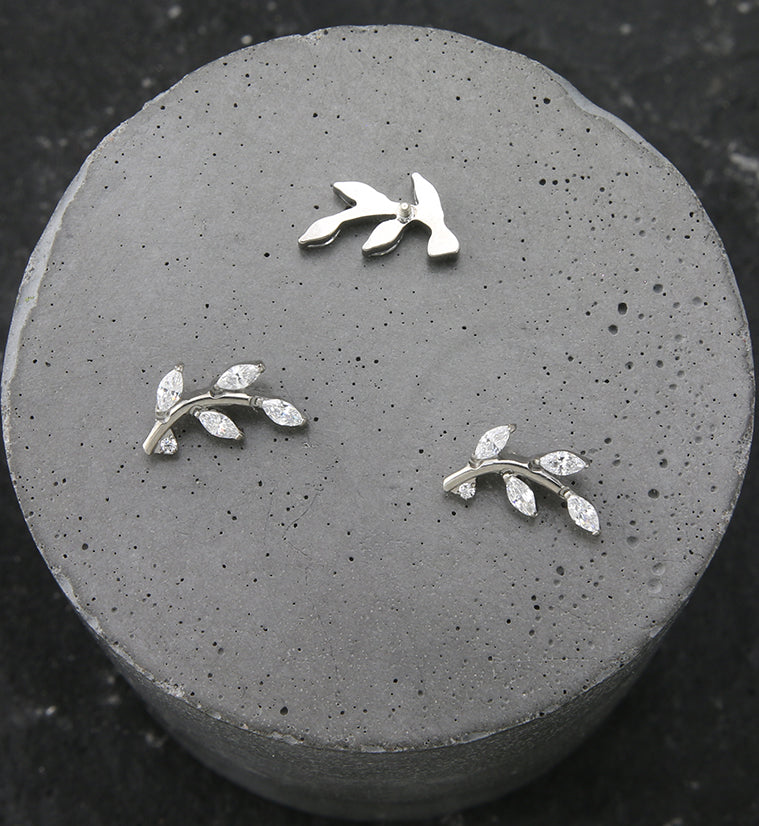 Leaf Clear CZ Internally Threaded Titanium Top