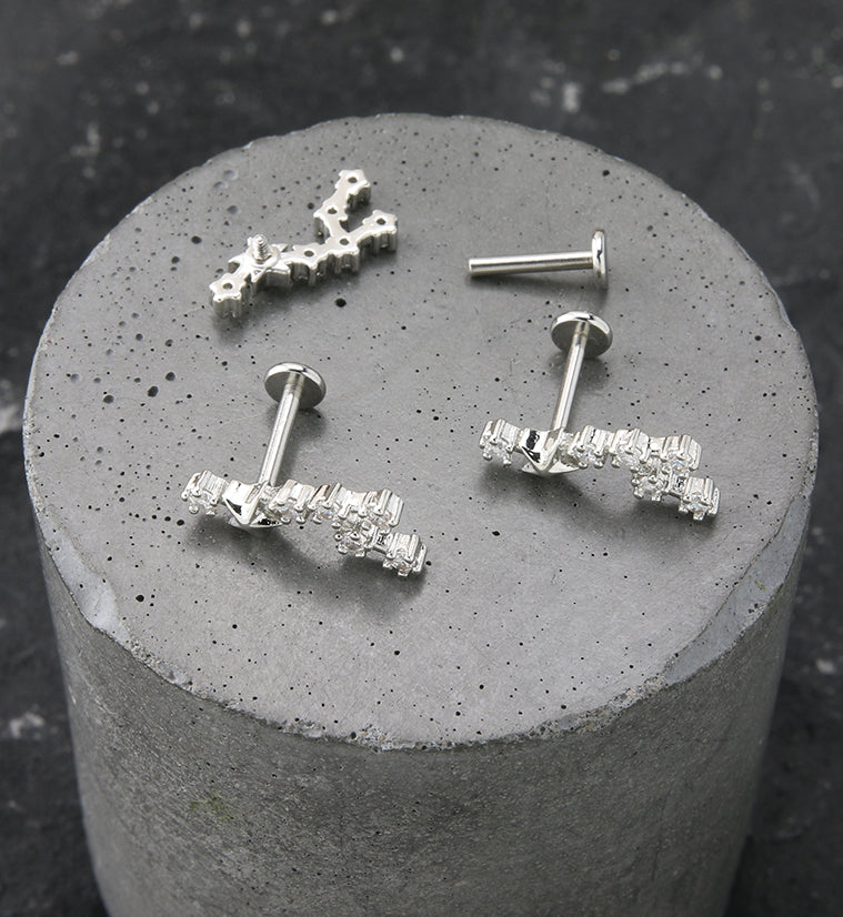 Leo Constellation Clear CZ Stainless Steel Internally Threaded Labret