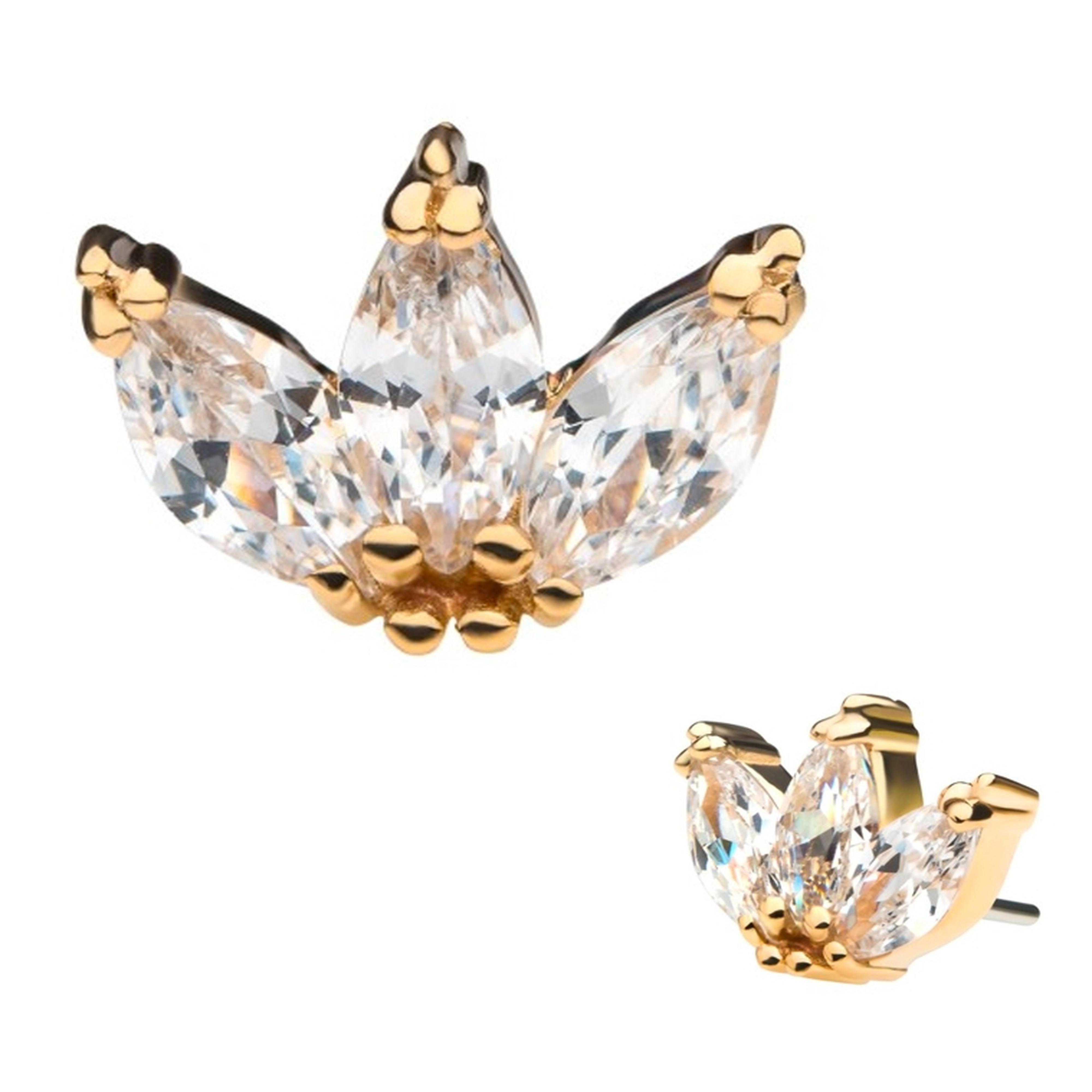 14kt Gold Liege CZ Threadless Top