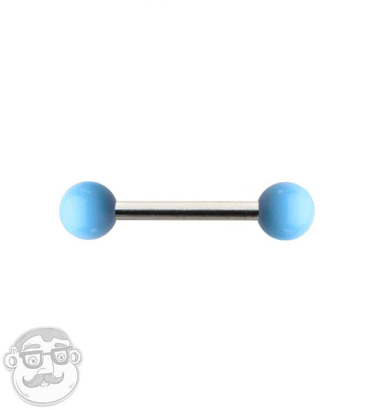 18G Stainless Steel Barbell with Blue Ceramic Balls