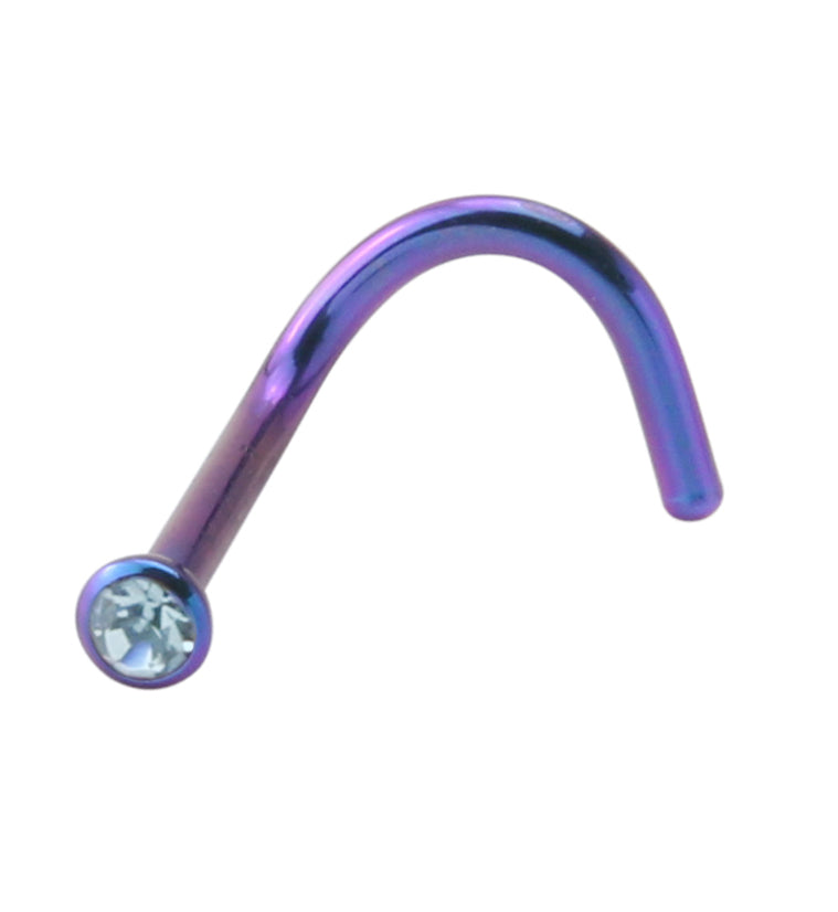 Blurple Titanium Nose Screw With Light Blue CZ