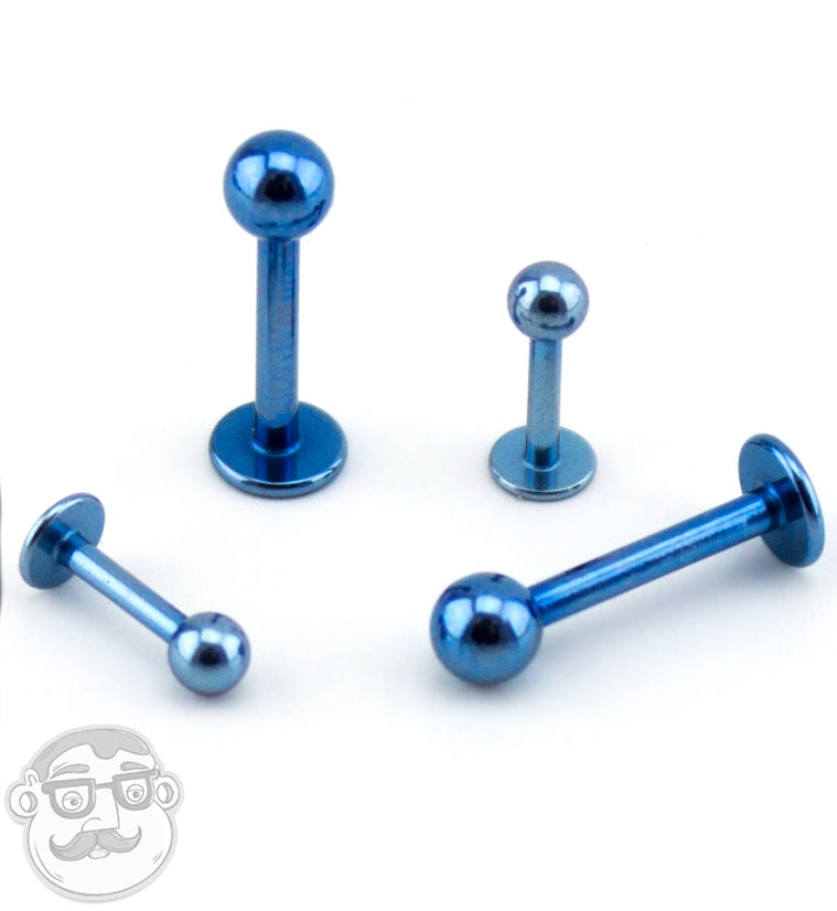 Light Blue PVD Plated Labret Post