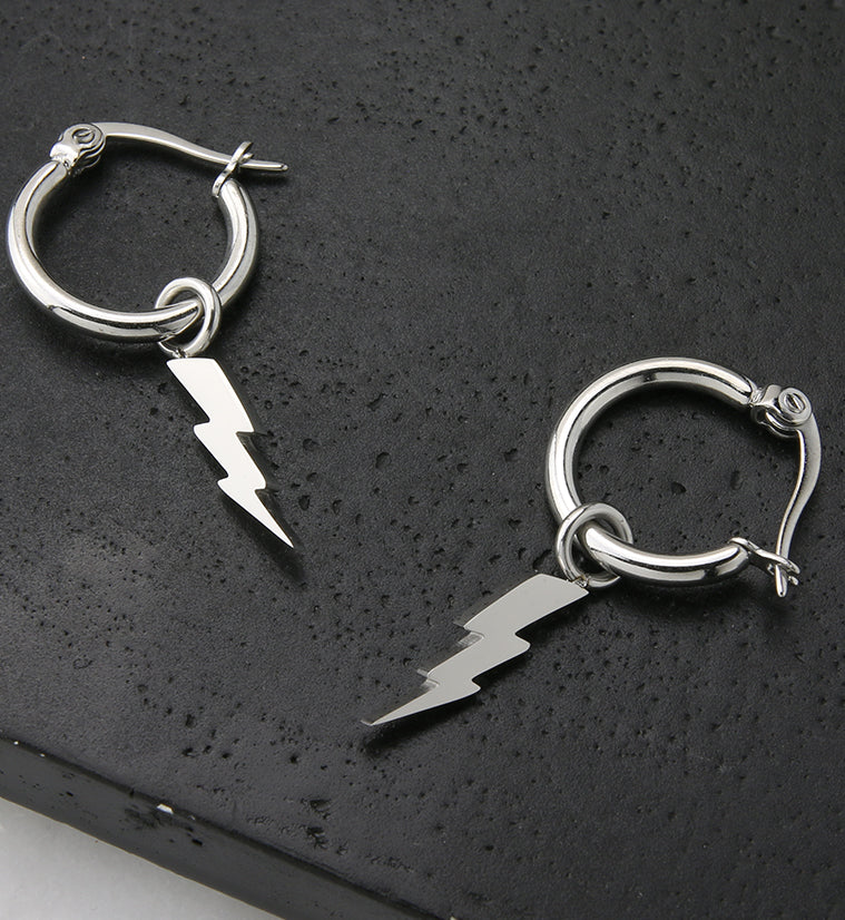 Lightning Stainless Steel Hoop Earrings