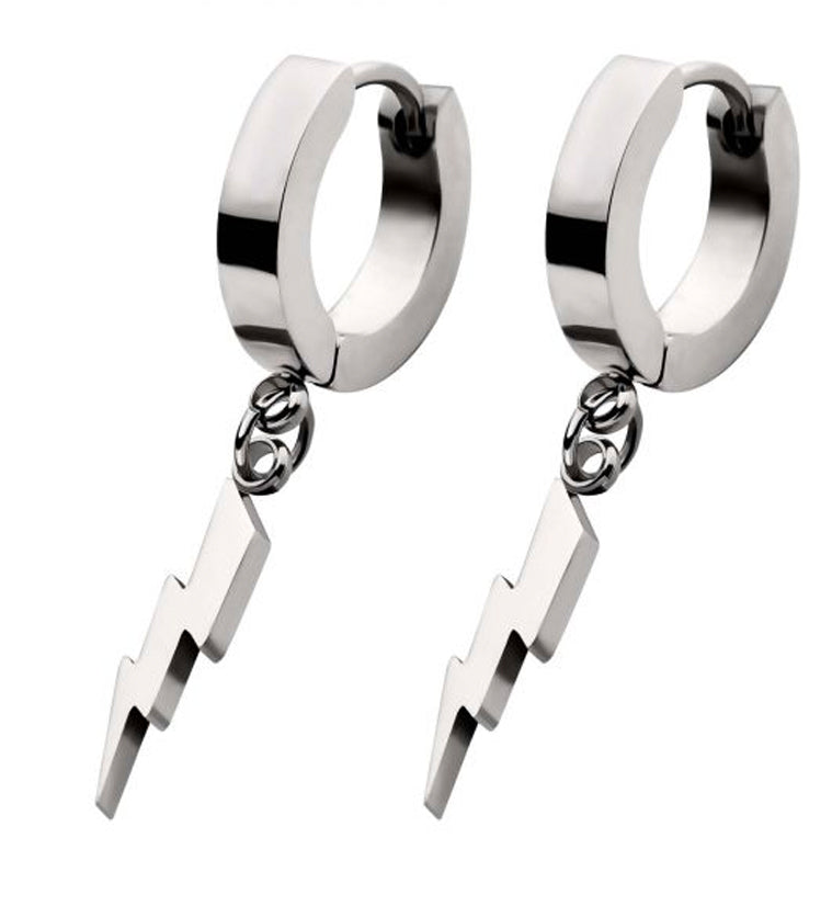 Lightning Stainless Steel Huggie Earrings