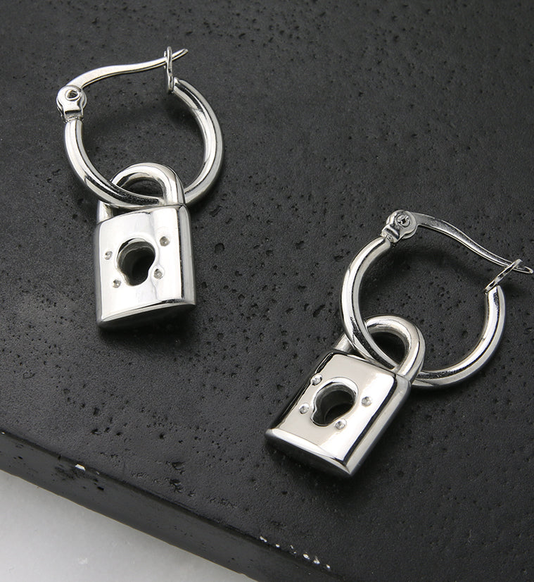 Lock Stainless Steel Hoop Earrings