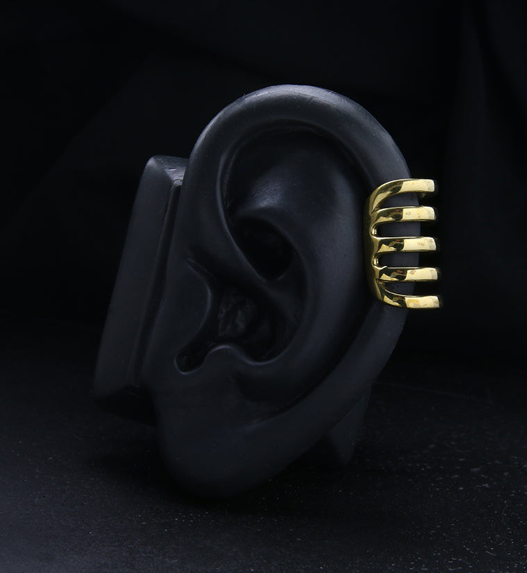Long Coil Brass Ear Cuff
